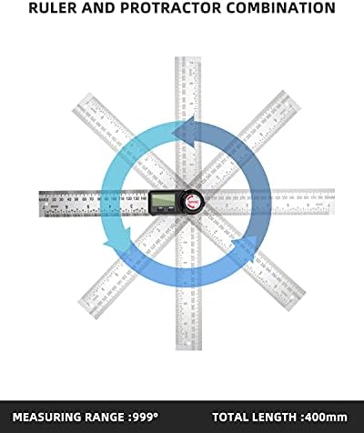 Цифров Угломер, Цифров Транспортир farway 2 в 1, Дигитален Ъглова Линия от Неръждаема Стомана 7 инча/200 мм, с LCD дисплей