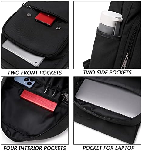 KYALOU Лесен Случайни Раница за лаптоп USB порт за зареждане За мъже и жени, Училищна чанта за колеж - Черен