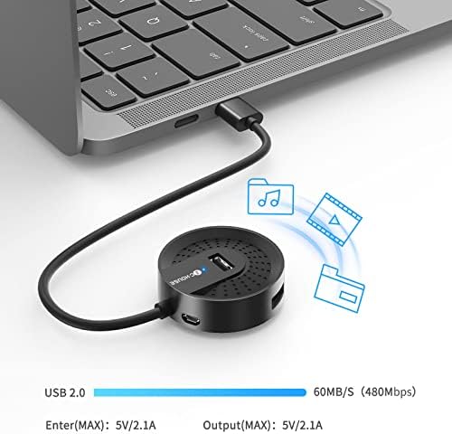 Madevil 4-Портов USB хъб Ultralight Портативен център за трансфер на данни 4-в-1 USB 2.0 За зареждане на Компактен многопортовый