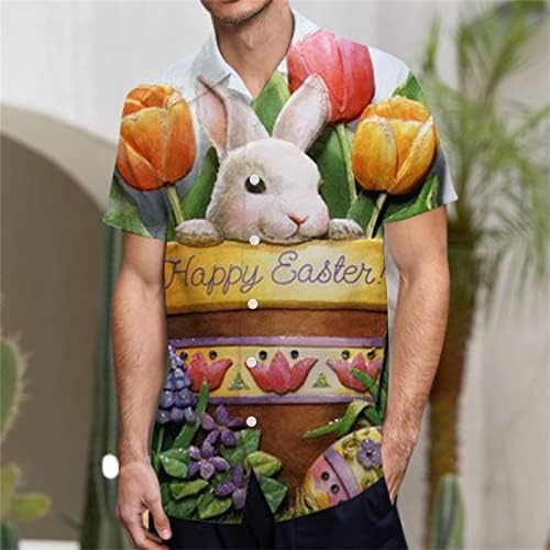 Мъжки Ежедневни Риза с Принтом на Великден, Блуза с Къс ръкав и Отложным Яка, Блузи, Заешки Яйца, Графични Хавайски Ризи