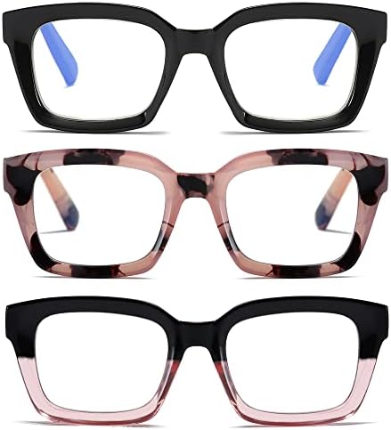 Очила за четене NaNaKo 3 в опаковка за жени - Големи Квадратни Дамски Очила за четене + 1,75