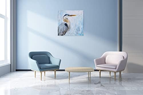 Стенно изкуство върху платно с видоизменени Цаплей SYGALLERIER - Модерни Картини с Птици в Бирюзово-сив цвят - Абстрактни