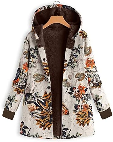 Гъст Пушистое палто с цип за по-Големи размери, Дамски Яке с дълги ръкави и Цветисти Принтом, Палта на лигавицата на