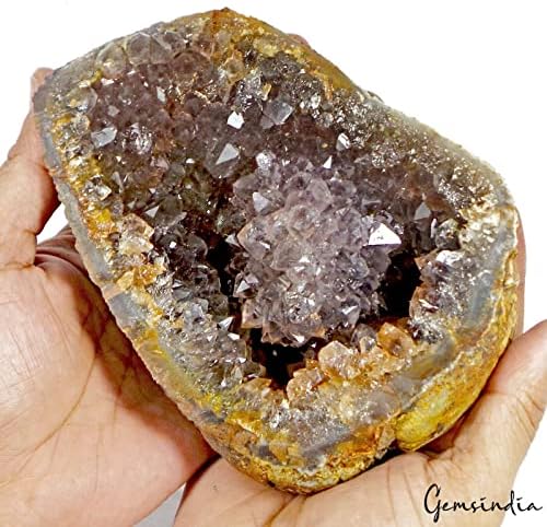 gemsindia Отлични камъни и фосили, Аметист куп - 2,08 на килограм. Невероятни тъмно-Кафяви кристали. Жеода от Уругвай