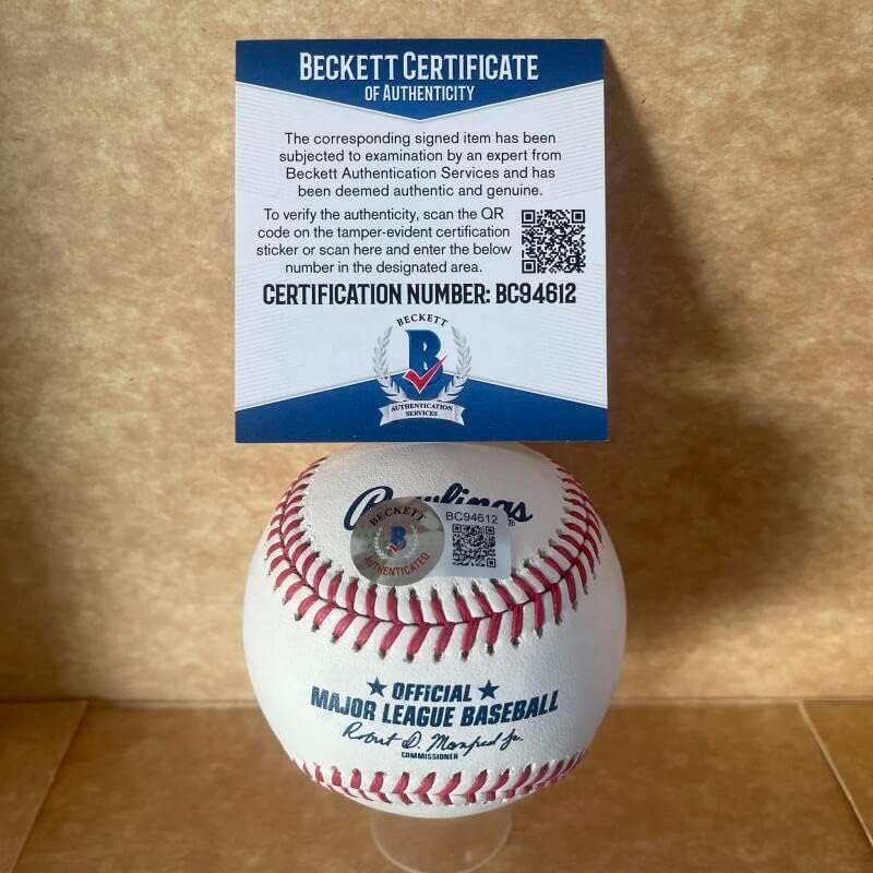 Адам Оттавино Ню Йорк Янкис С Автограф от Шампиона бейзбол Бекет Q63978 - Бейзболни топки с Автографи